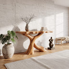 Mid Century X-base Console Table