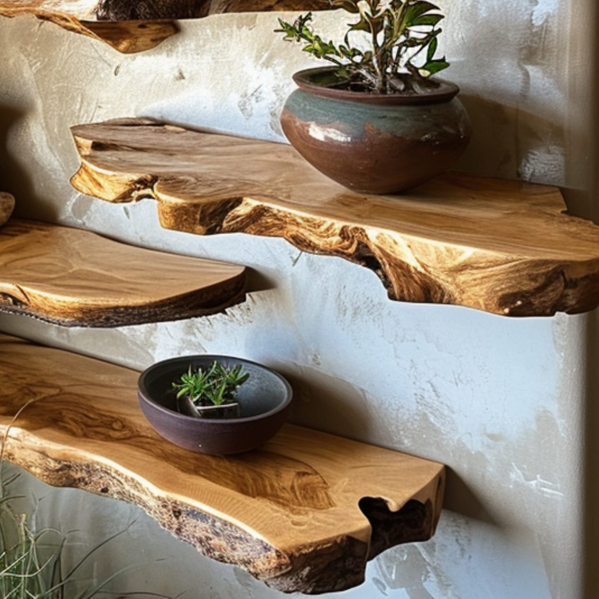 Live Edge Floating Shelf Wall Mount, solid wood, built to order