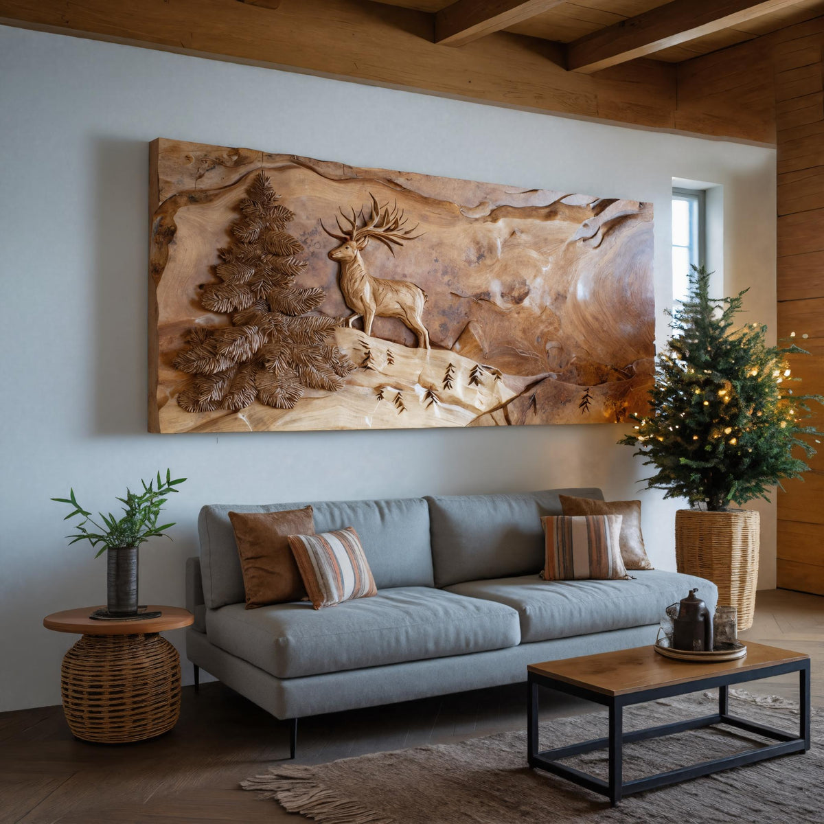 Carved Deer Wall Art