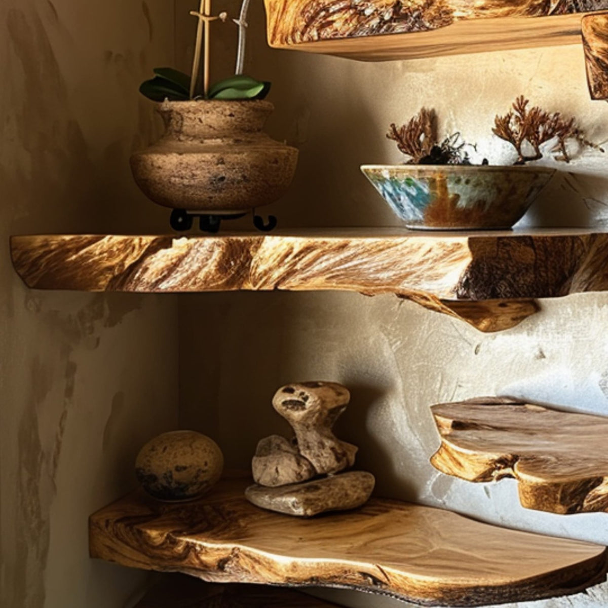 Live Edge Floating Shelf Wall Mount, solid wood, built to order
