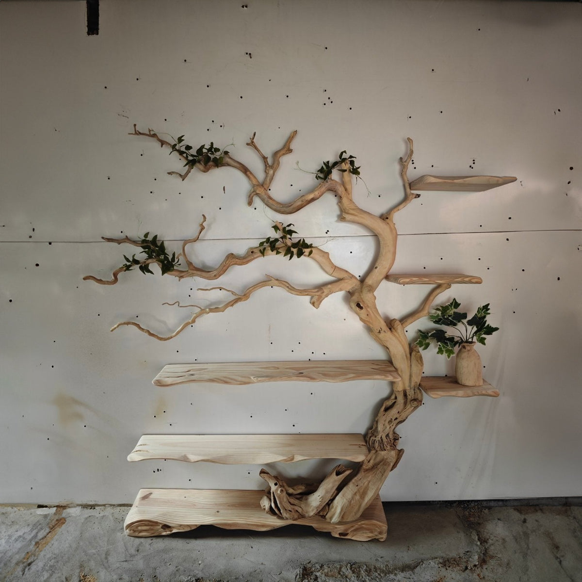 Tree Branch Standing Driftwood Shelf, solid wood, built to order