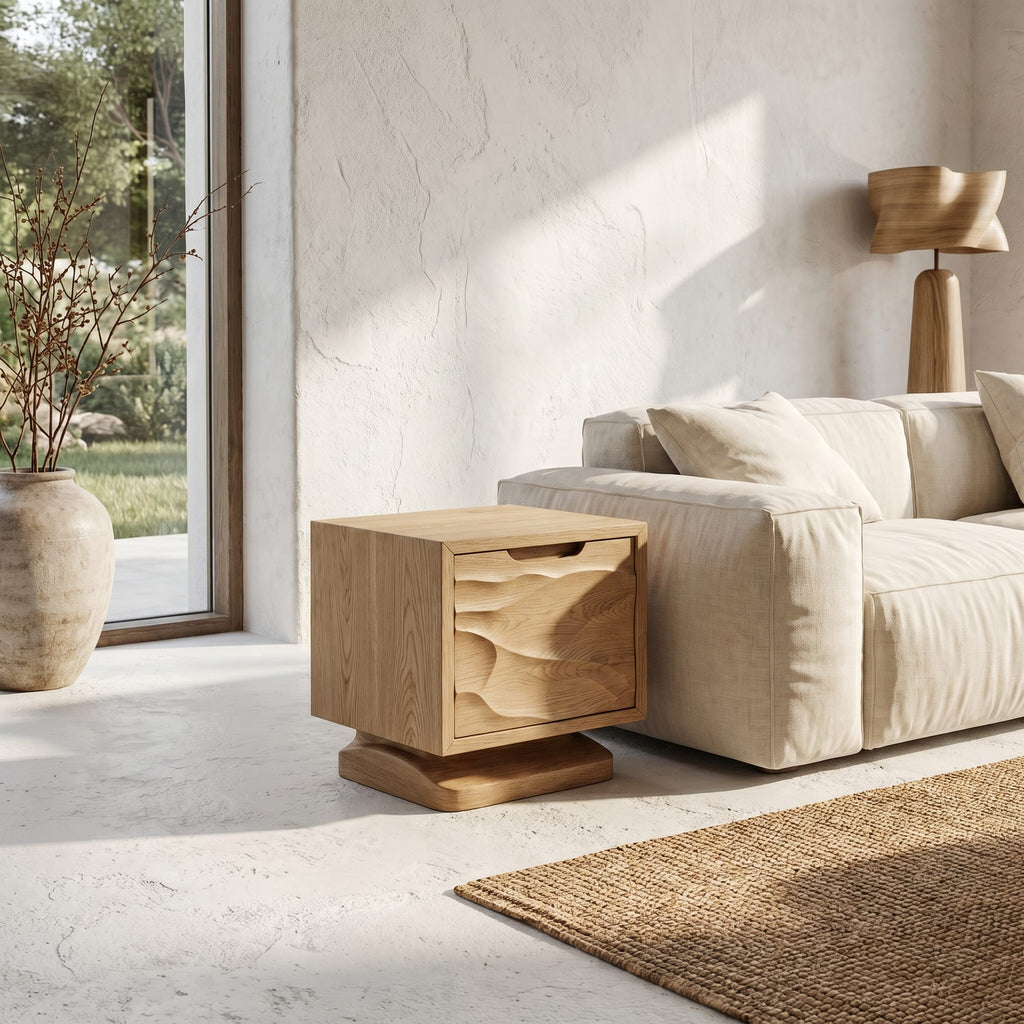 Solid Open Storage Nightstand