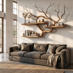 Handcrafted Tree Branch Floating Shelf, solid wood, built to order