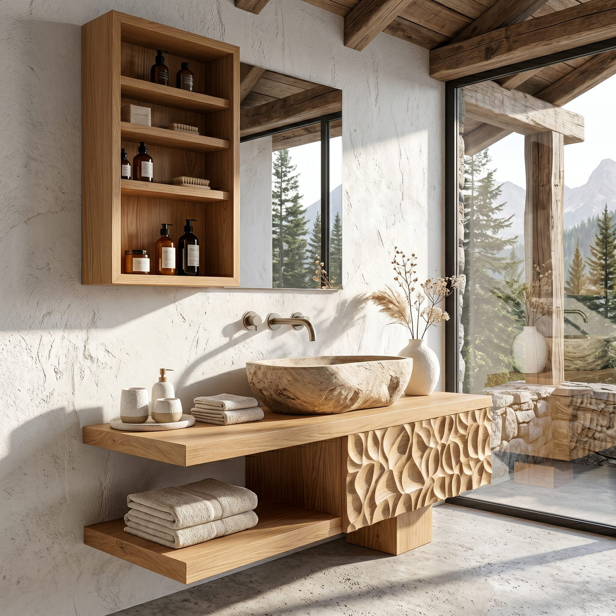 Handcrafted Floating Bathroom Vanity, solid wood, built to order