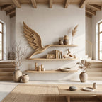 Handcrafted Eagle Wing Floating Shelf with Display Shelves, solid wood, built to order
