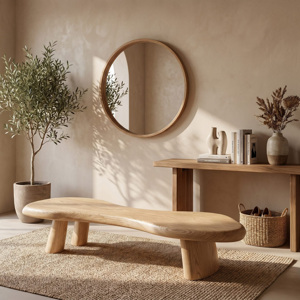 Rustic Bench Tree Slab Design, solid wood, built to order