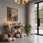 Console Table with Spider Web Inspired Base, solid wood, built to order
