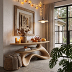 Modern Entryway Table with Open Storage Shelf and Hollow Frame, solid wood, built to order