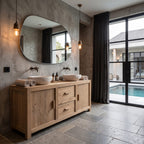 Contemporary Double Bathroom Vanity with Cabinet and Drawer Storage, solid wood, built to order