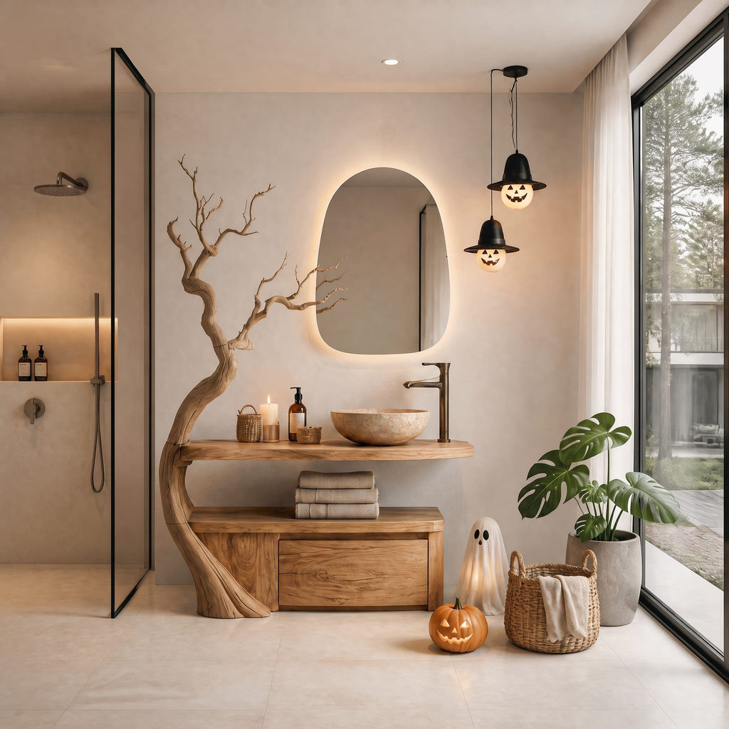 Bathroom Vanity with Tree Branch Design, solid wood, built to order