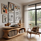 Mid Century Record Cabinet with Bold Circular Openings, solid wood, built to order
