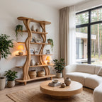 Mid Century Sculptural Bookshelf with Branch Inspired Frame, solid wood, built to order