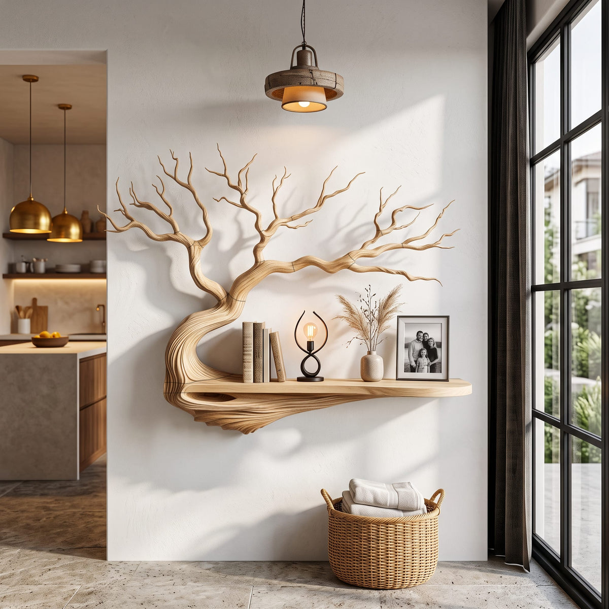 Mid Century Tree Bookcase with Asymmetrical Branch Design, solid wood, built to order