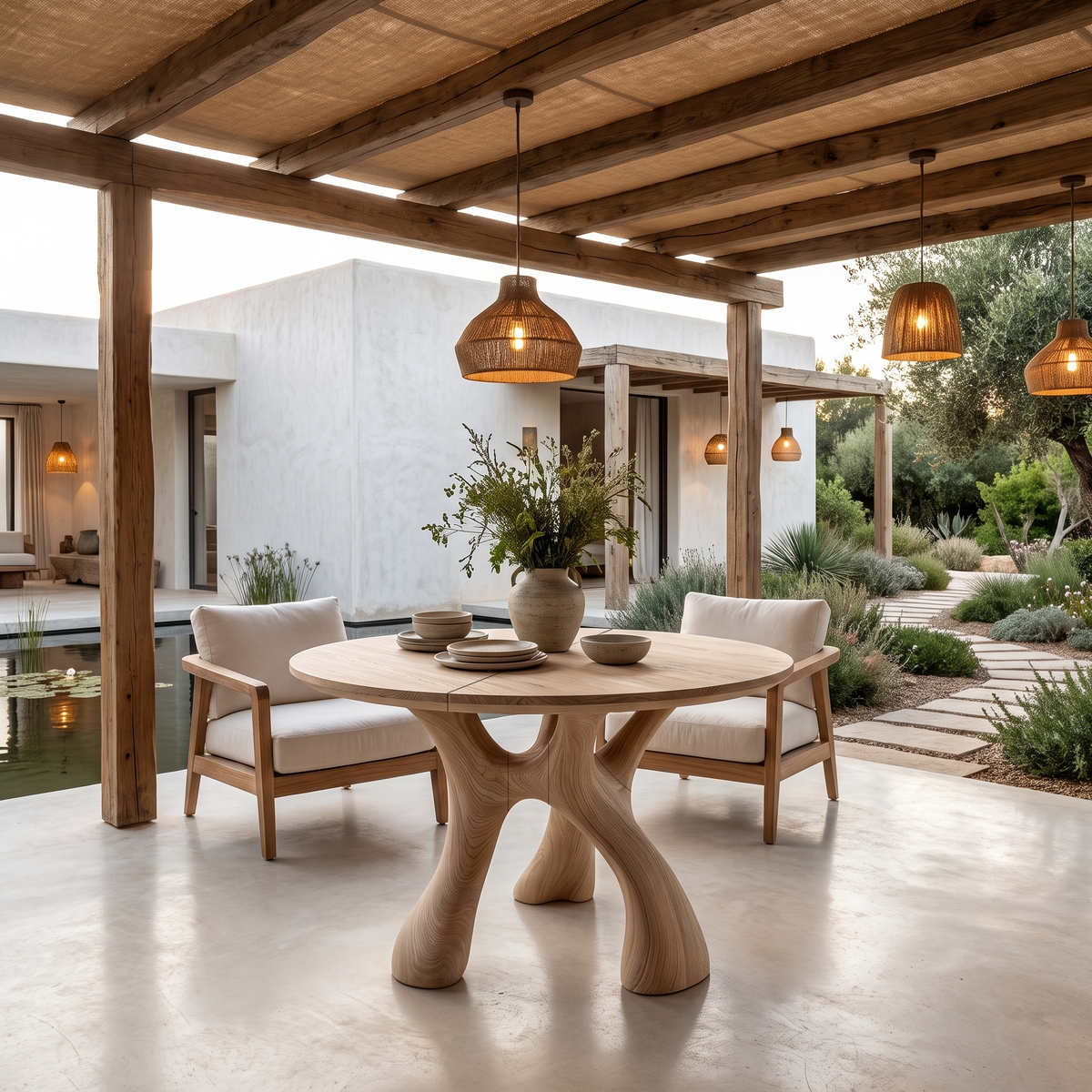 Organic Round Dining Table with Sculptural Infinity Design, solid wood, built to order, view 4