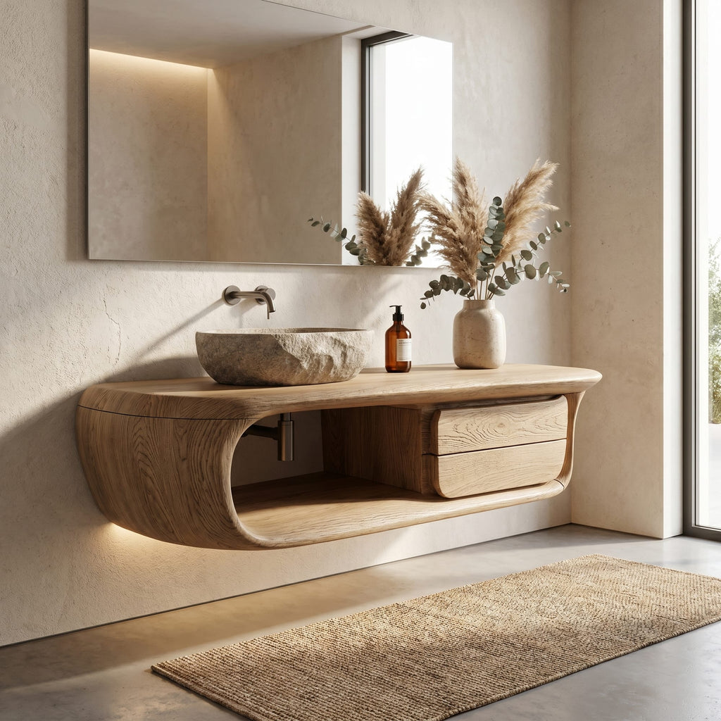 Curved Floating Vanity