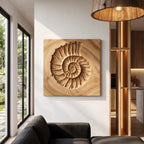 Rustic Ammonite Fossil Wall Decor, solid wood, built to order