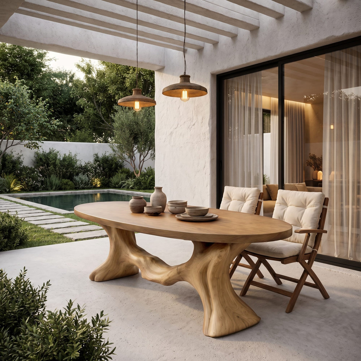 Contemporary Wave Base Dining Table Dining Table, solid wood, built to order