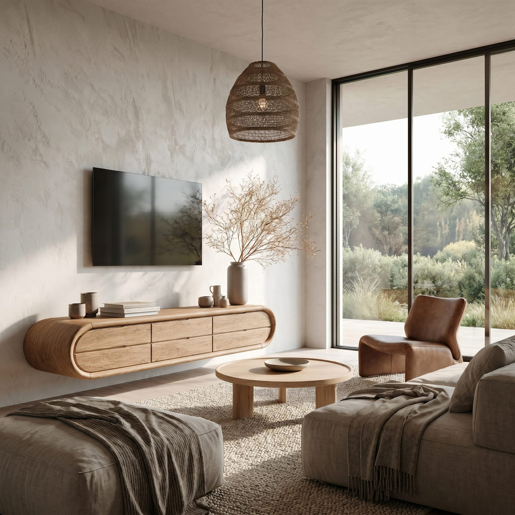 Sculptural Curved Media TV Cabinet