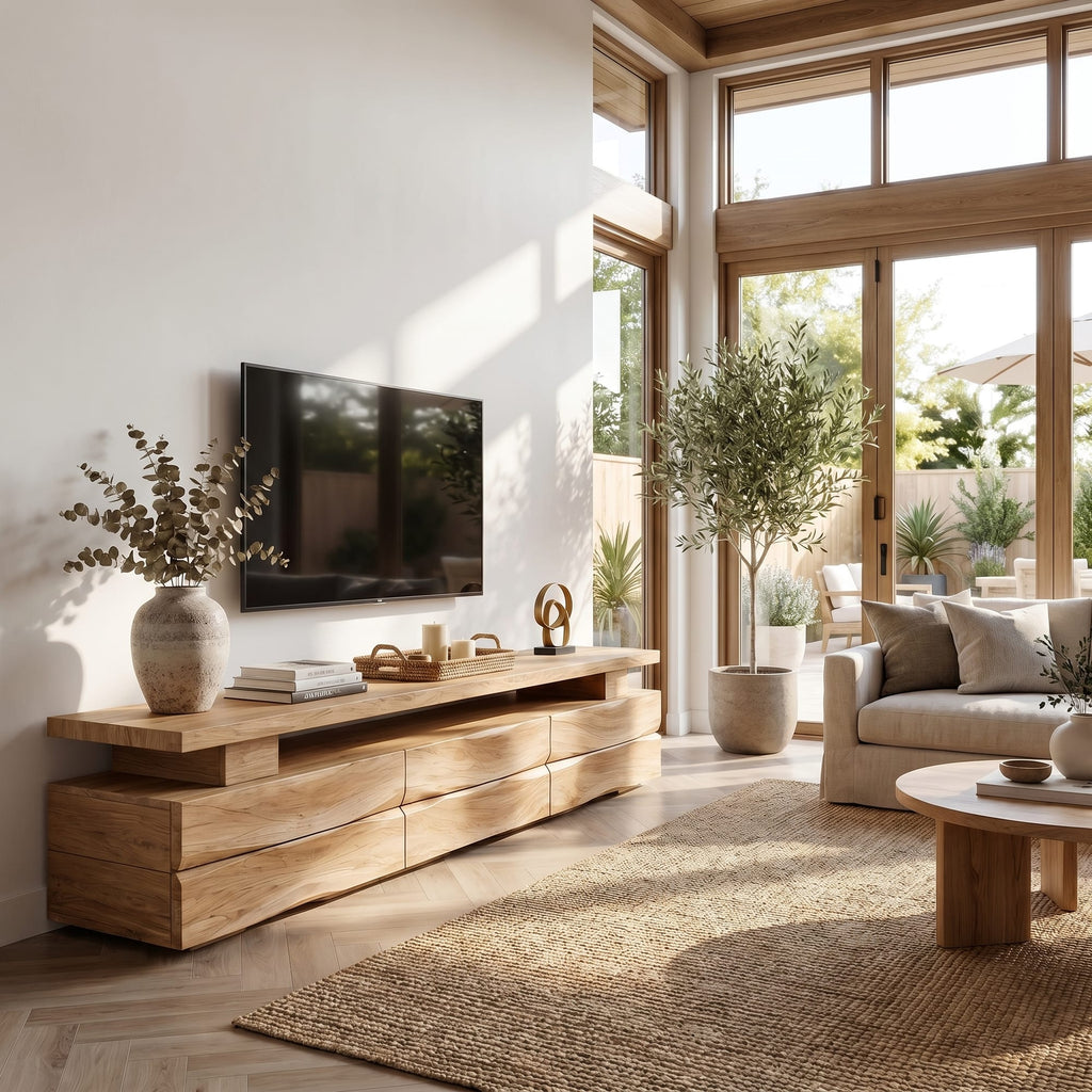 Wave Front Solid TV Cabinet