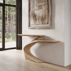 Mid Century Sculptural Console Table, solid wood, built to order