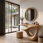 Contemporary Console Table with Open Frame Base, solid wood, built to order