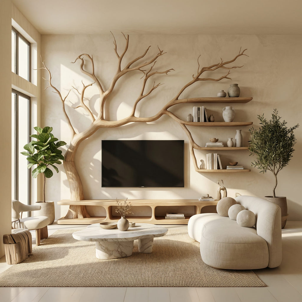 Rustic Tree TV Cabinet, solid wood, built to order