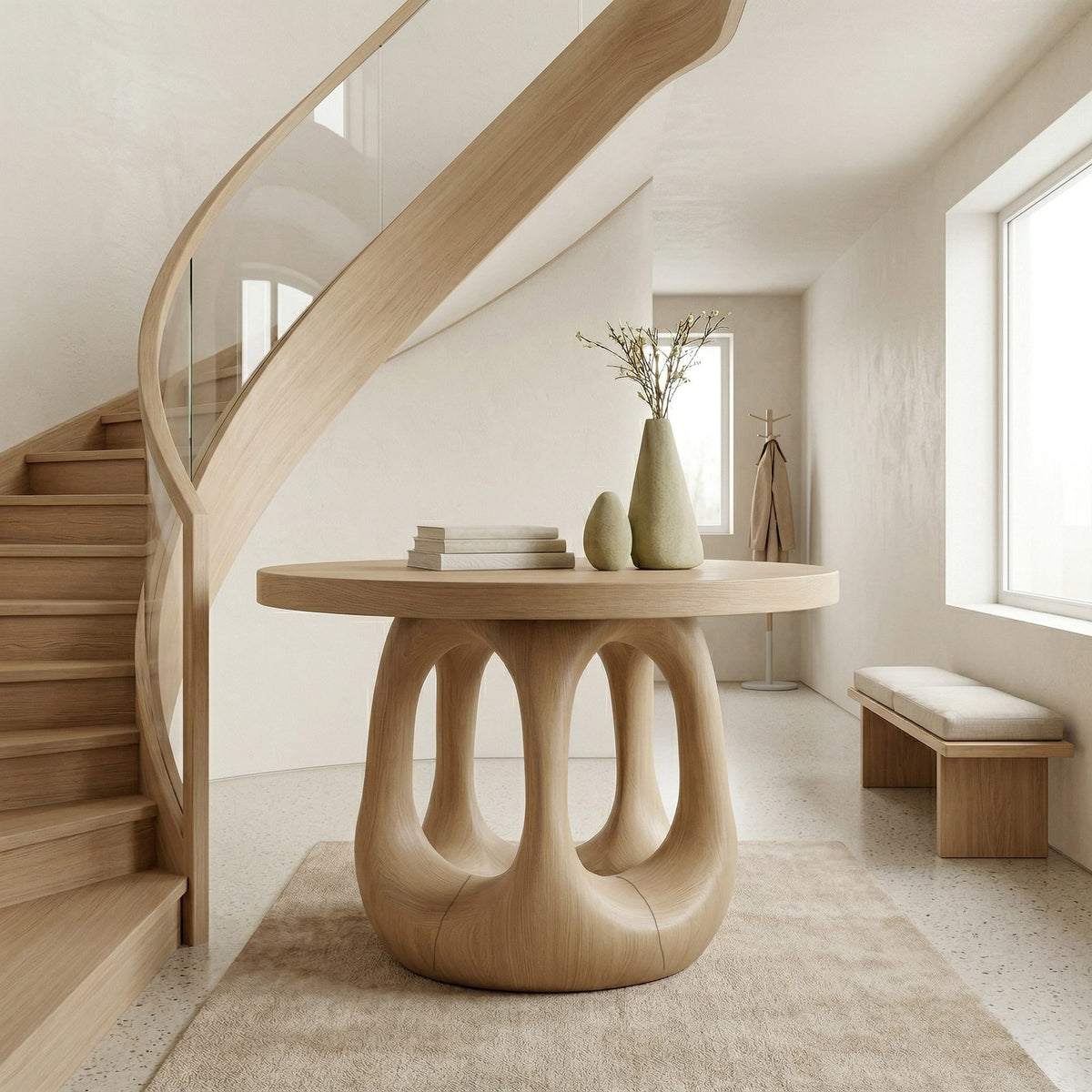 Geometric Pedestal Console Table