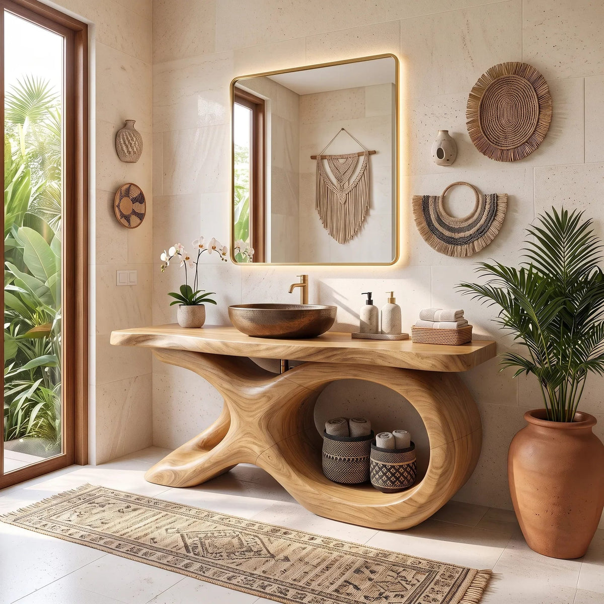 Mediterranean Bathroom Vanity Cabinet Villa, solid wood, built to order