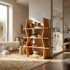 Elegant Wooden Storage Shelf in Wave Design, solid wood, built to order