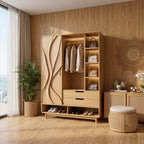 Contemporary Sculptural Form Armoire, solid wood, built to order