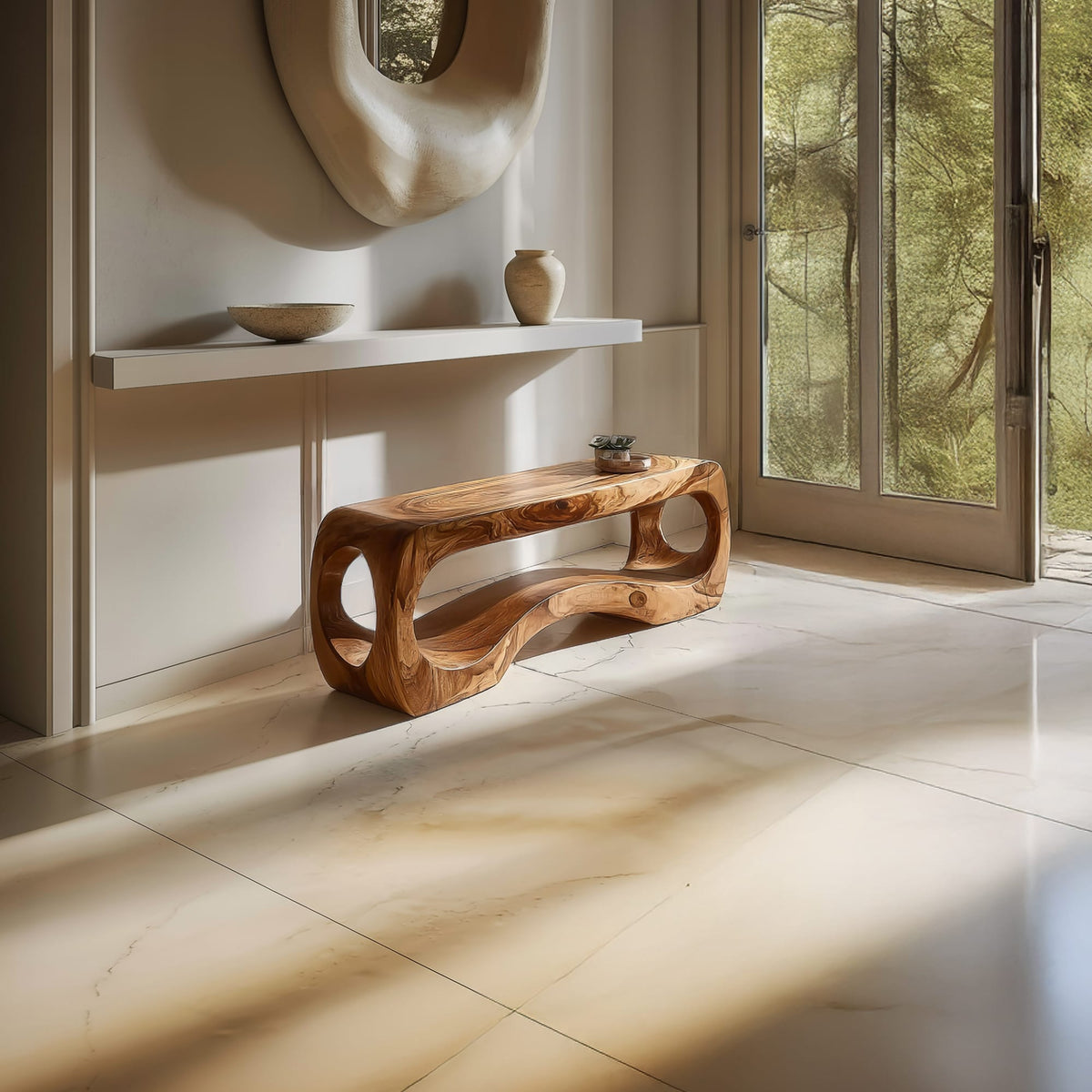 Sculptural Accent Bench