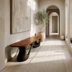 Contemporary Bench for Window Corner, solid wood, built to order