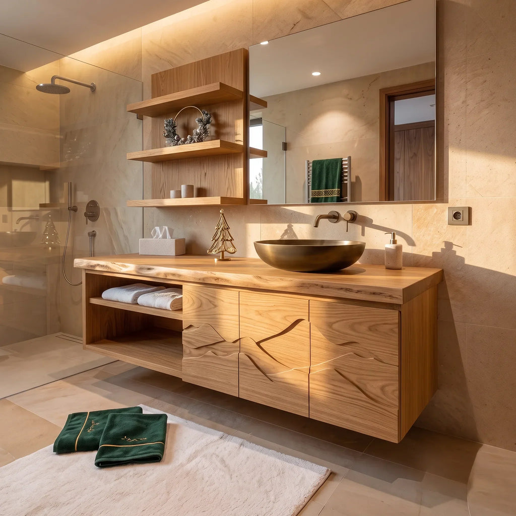 Contemporary Storage Bathroom Vanity Master Ensuite, solid wood, built to order