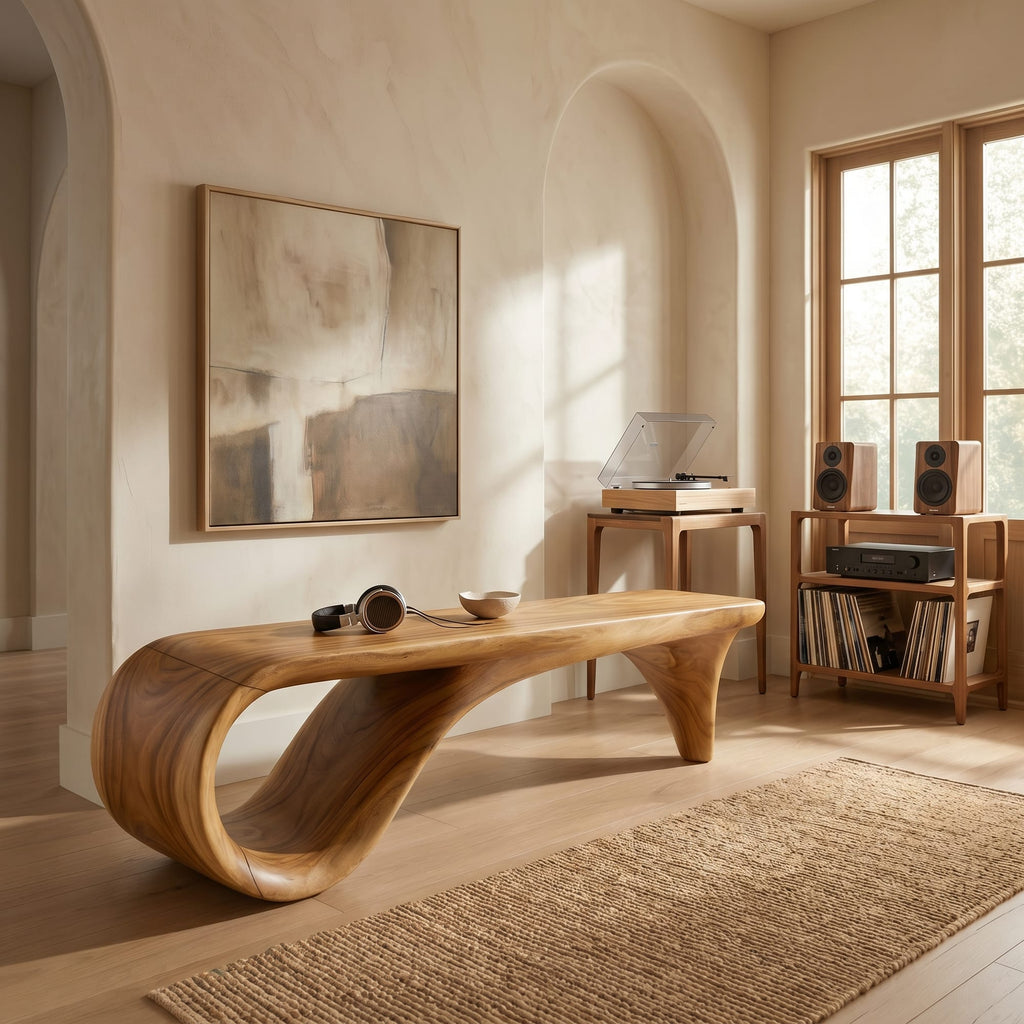 Live Edge Wooden Bench Interior, solid wood, built to order