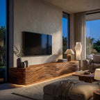 Minimalist Wave TV Console, solid wood, built to order