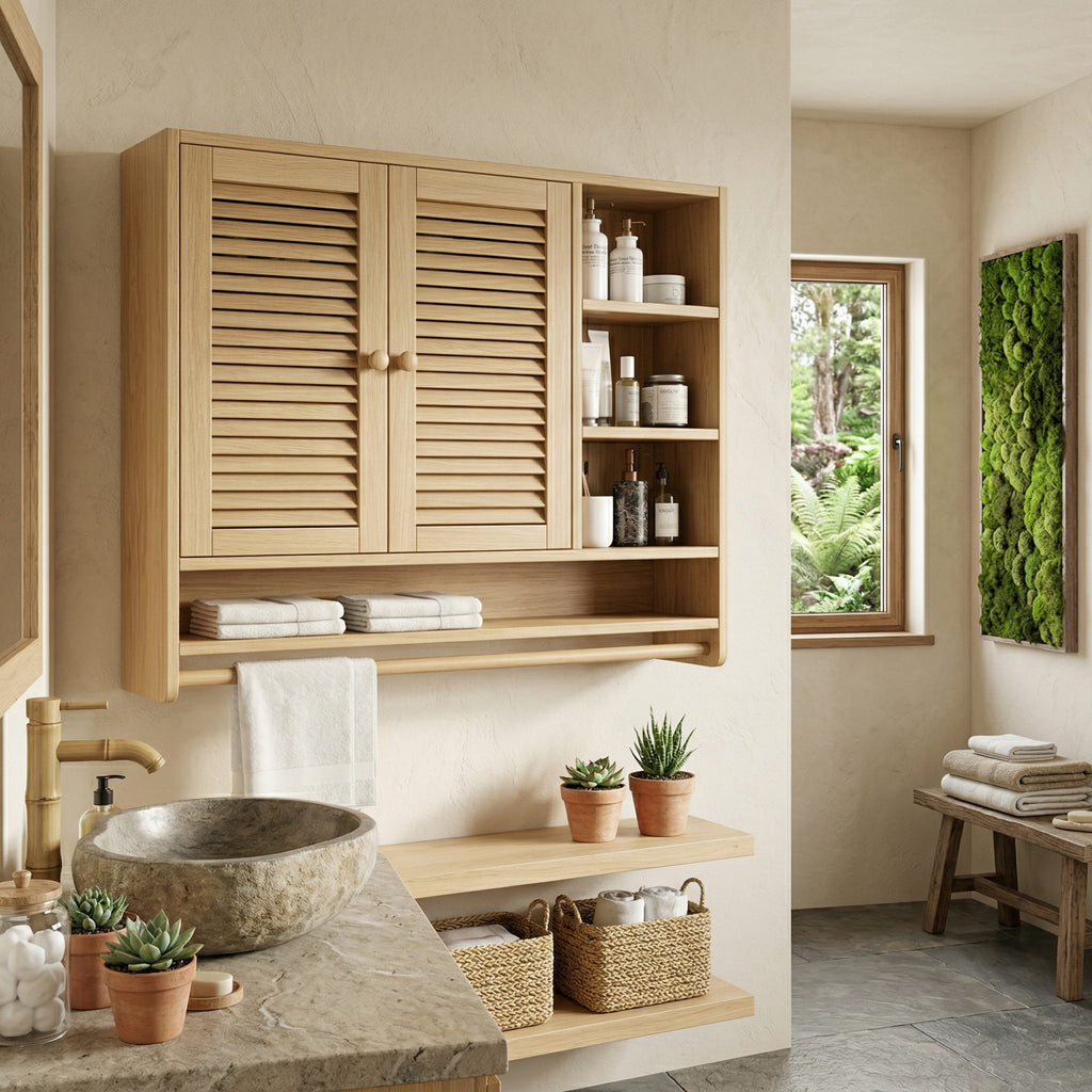 Solid Storage Cupboard Bath Shelf