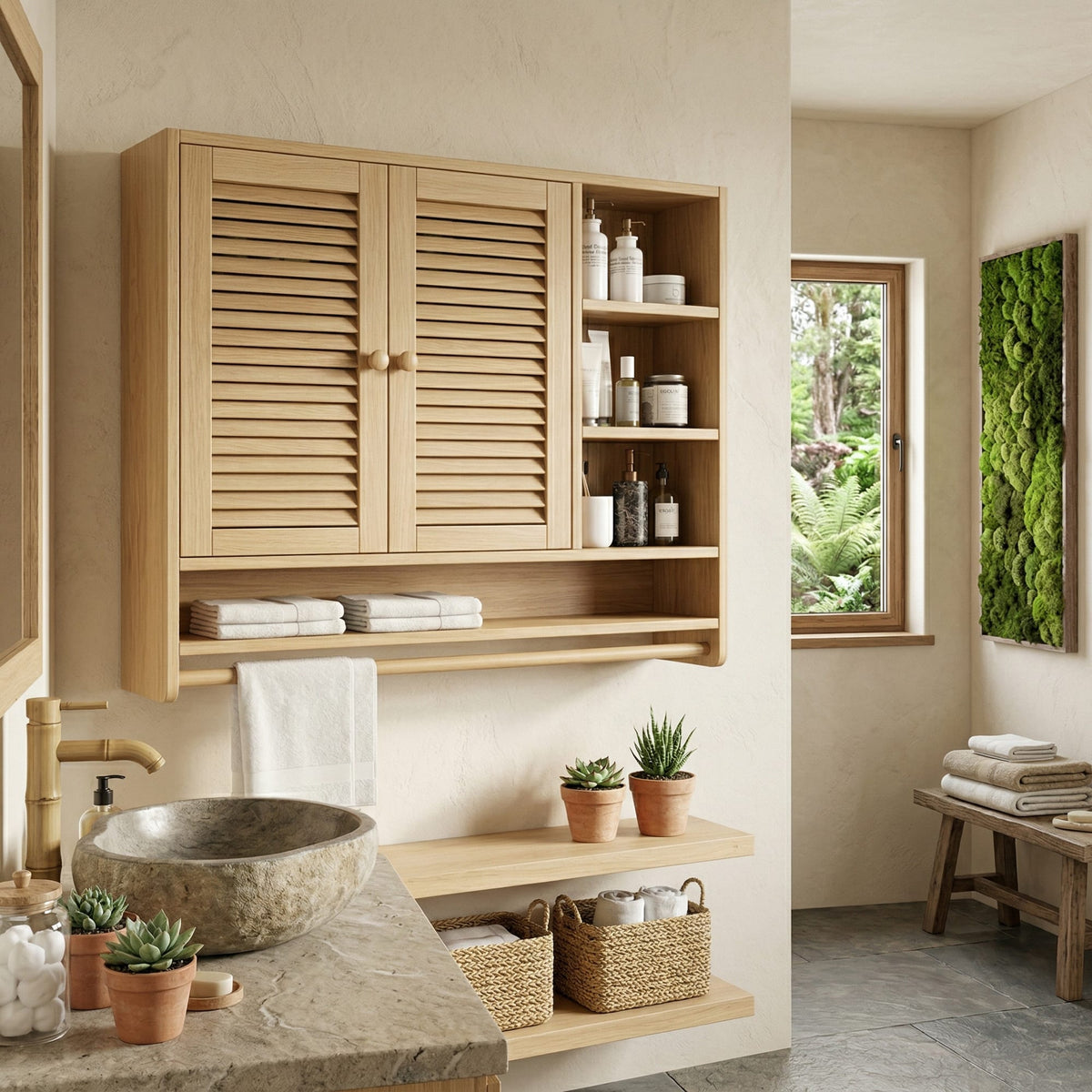 Solid Storage Cupboard Bath Shelf