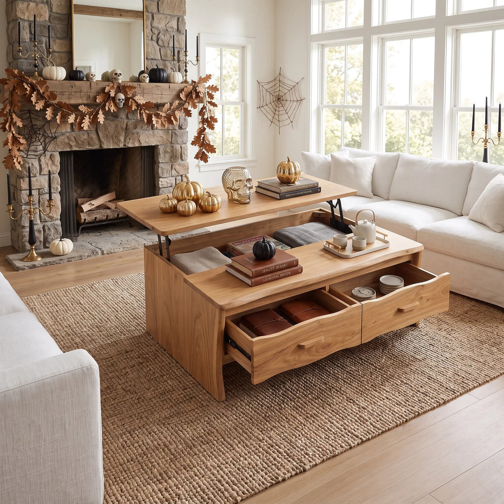 Contemporary Lift Top Coffee Table City Apartment, solid wood, built to order