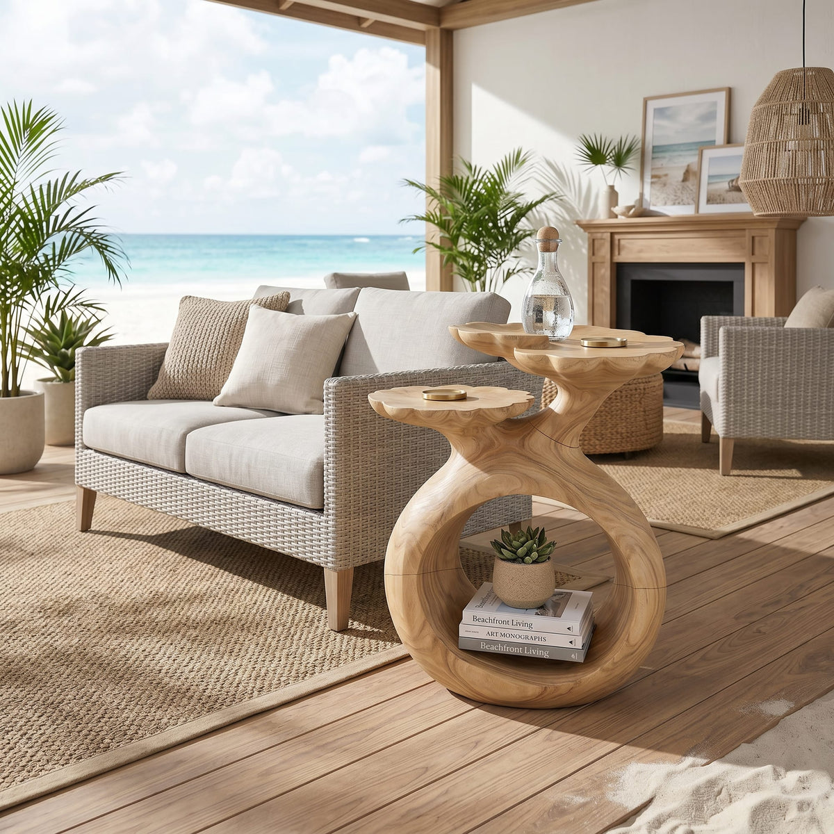 Coastal Twin Top Side Table Beach House, solid wood, built to order
