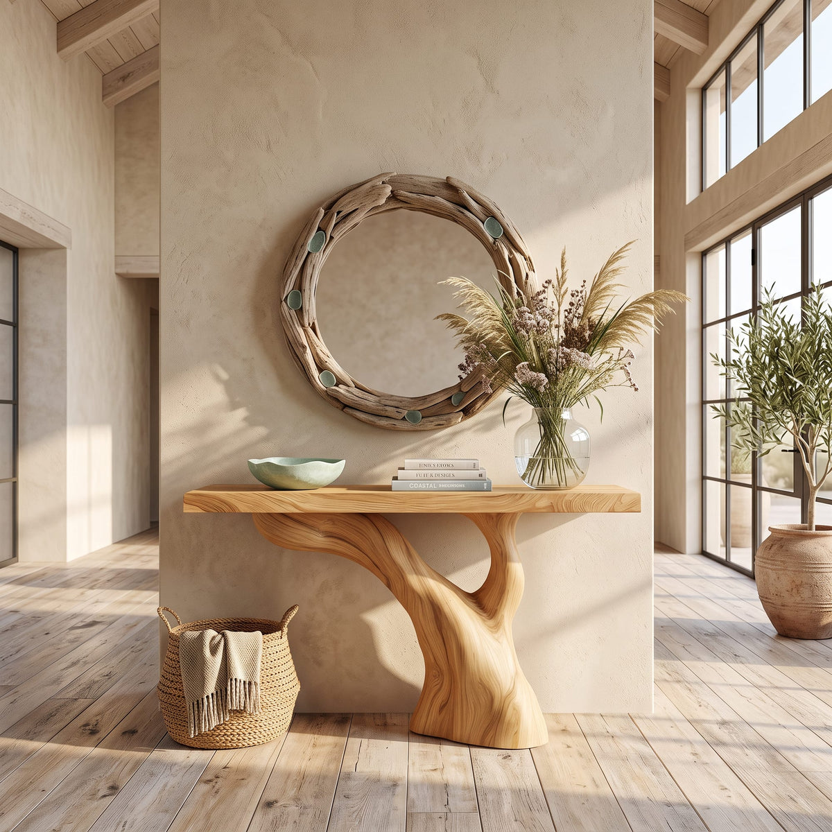 Live Edge Sculptural Hallway Console Table