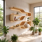 Mid Century Live Edge Wood Shelves, solid wood, built to order