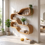 Japandi Wooden Wall Mounted Shelves, solid wood, built to order