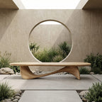 Organic Wave Bench Solid Elegant Flowing Curve Design Garden and Outdoor Space, solid wood, built to order