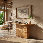 Contemporary Carved Entry Table, solid wood, built to order