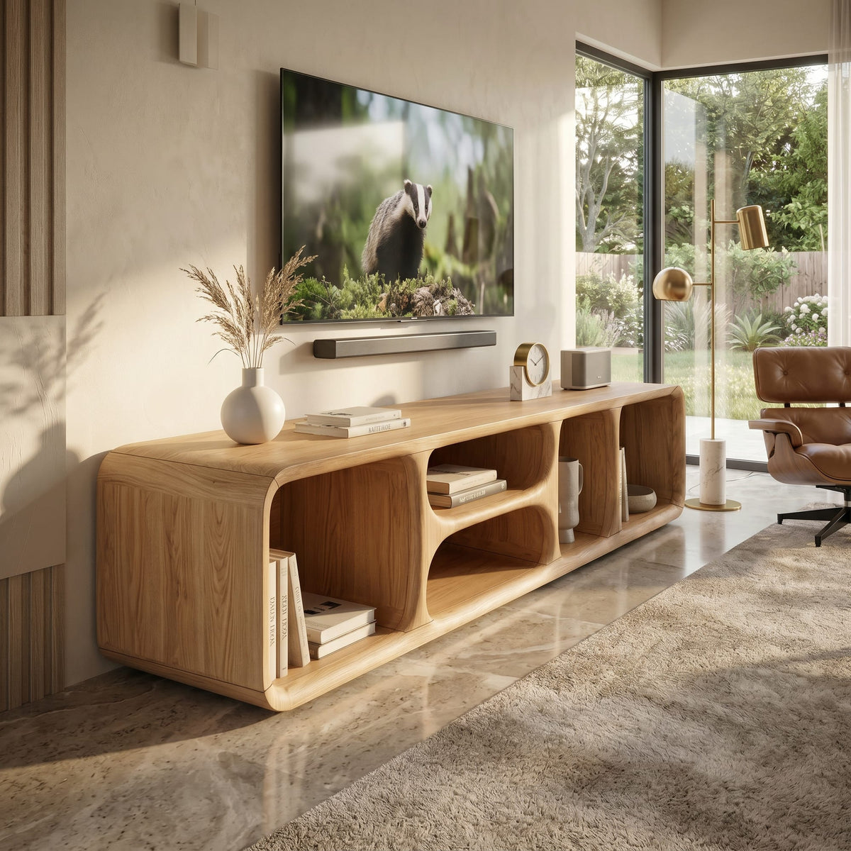 Contemporary TV Unit Interior, solid wood, built to order