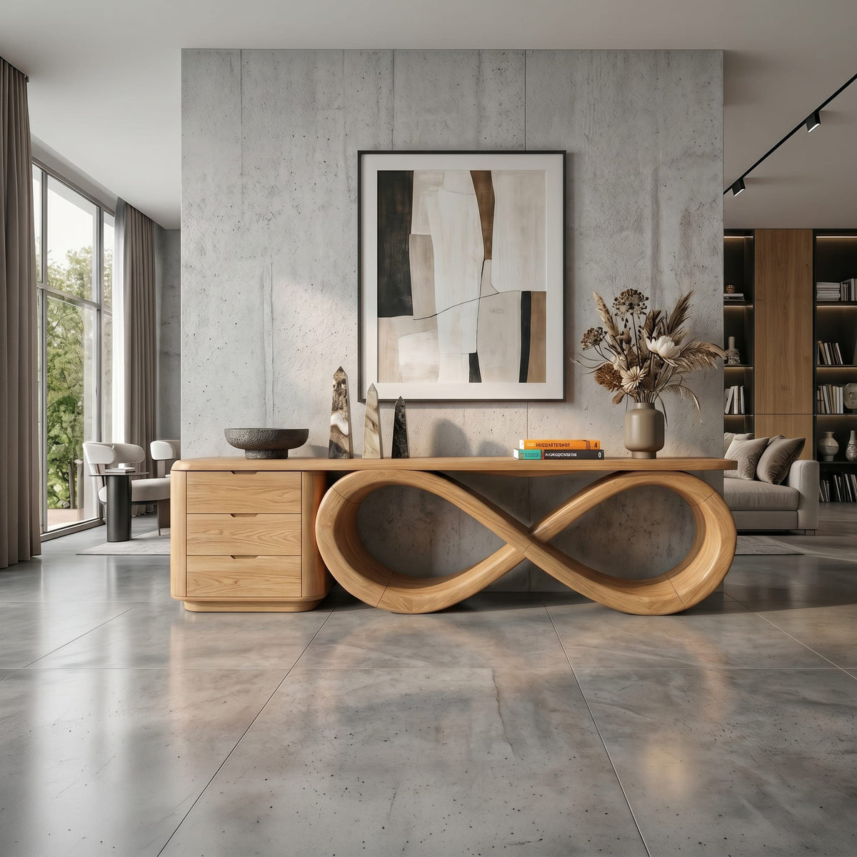 Modern Black Tree Console Table Residence, solid wood, built to order
