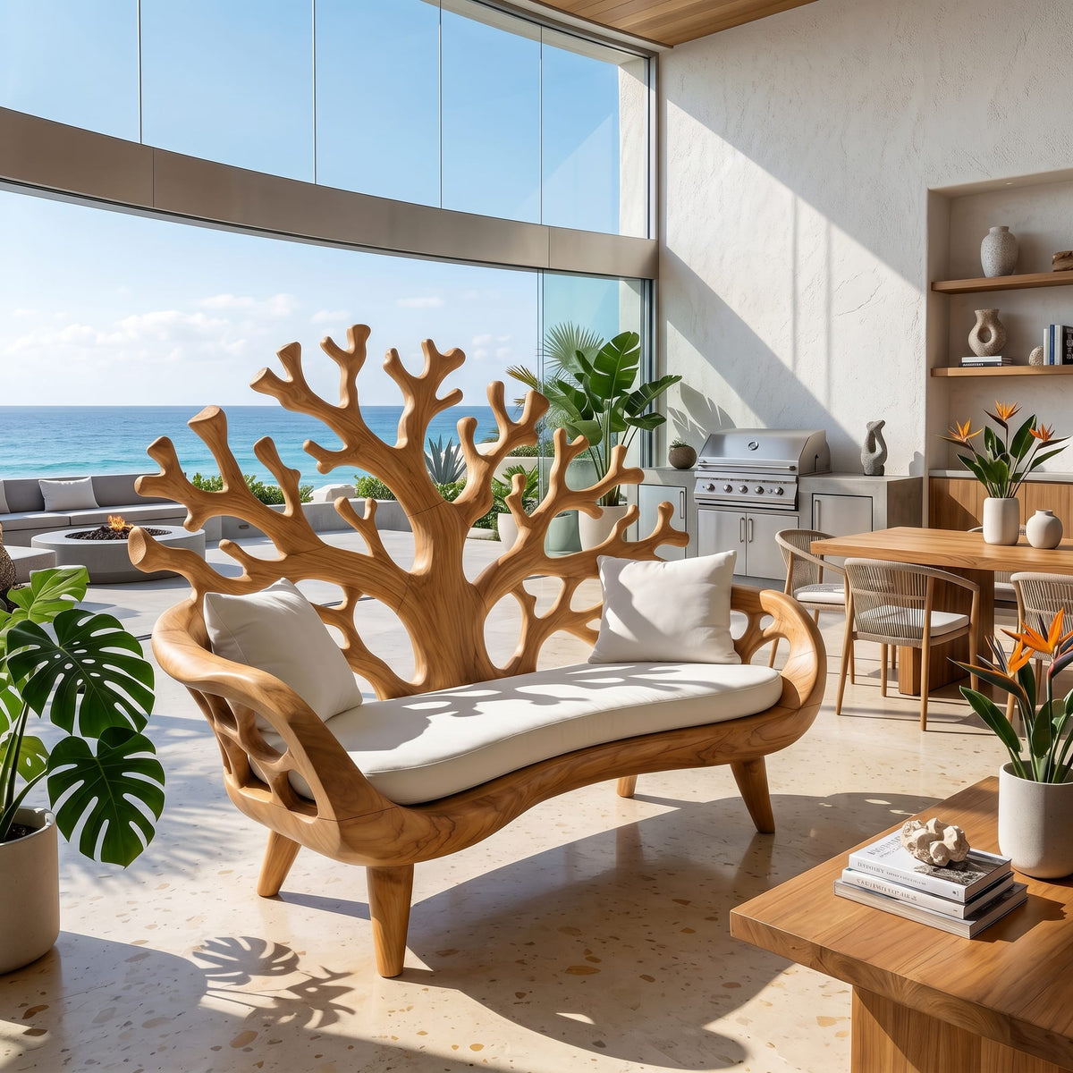 Modern Coral Bench