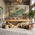 Mid Century Live Edge Entryway Table, solid wood, built to order