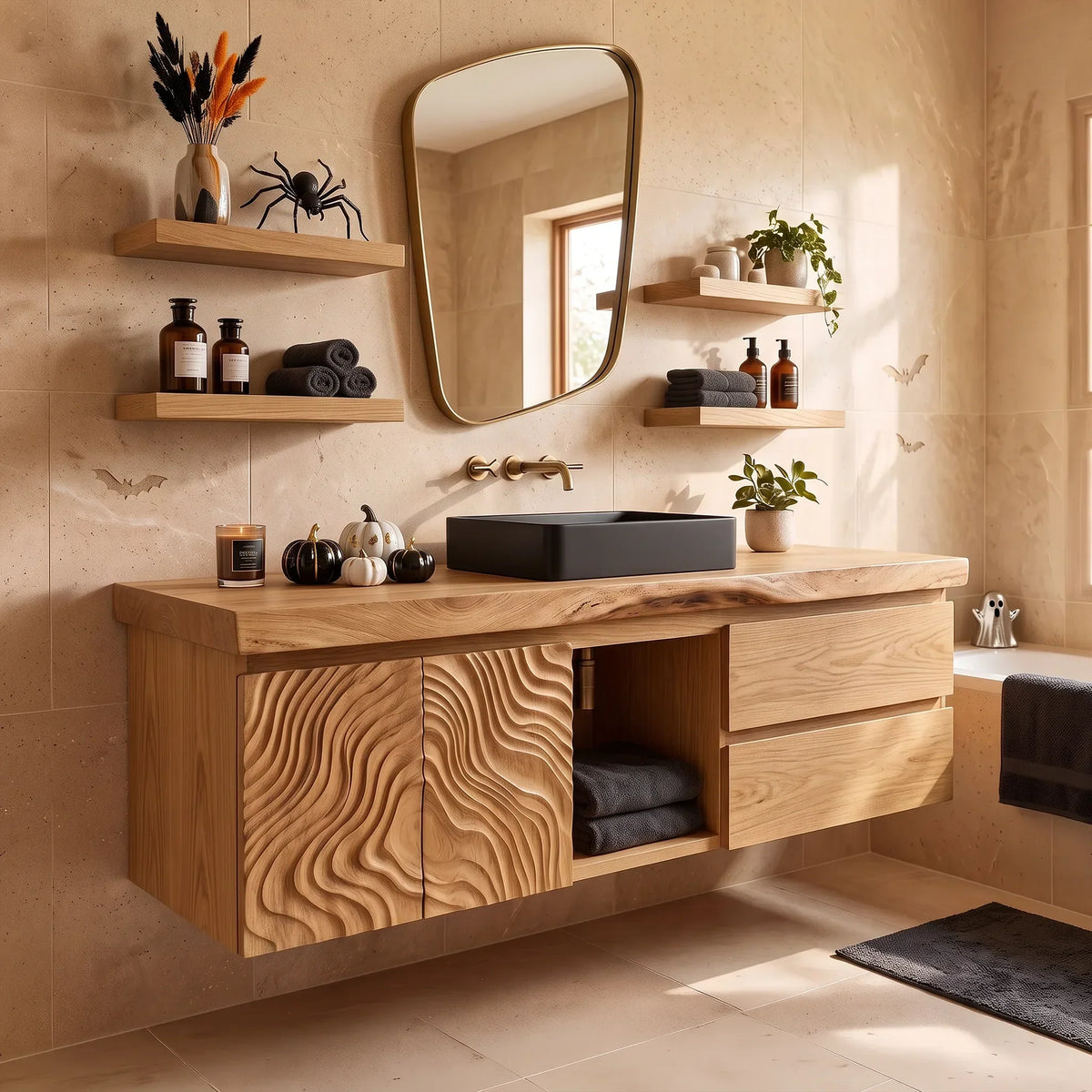 Contemporary Floating Bathroom Vanity Urban Loft, solid wood, built to order
