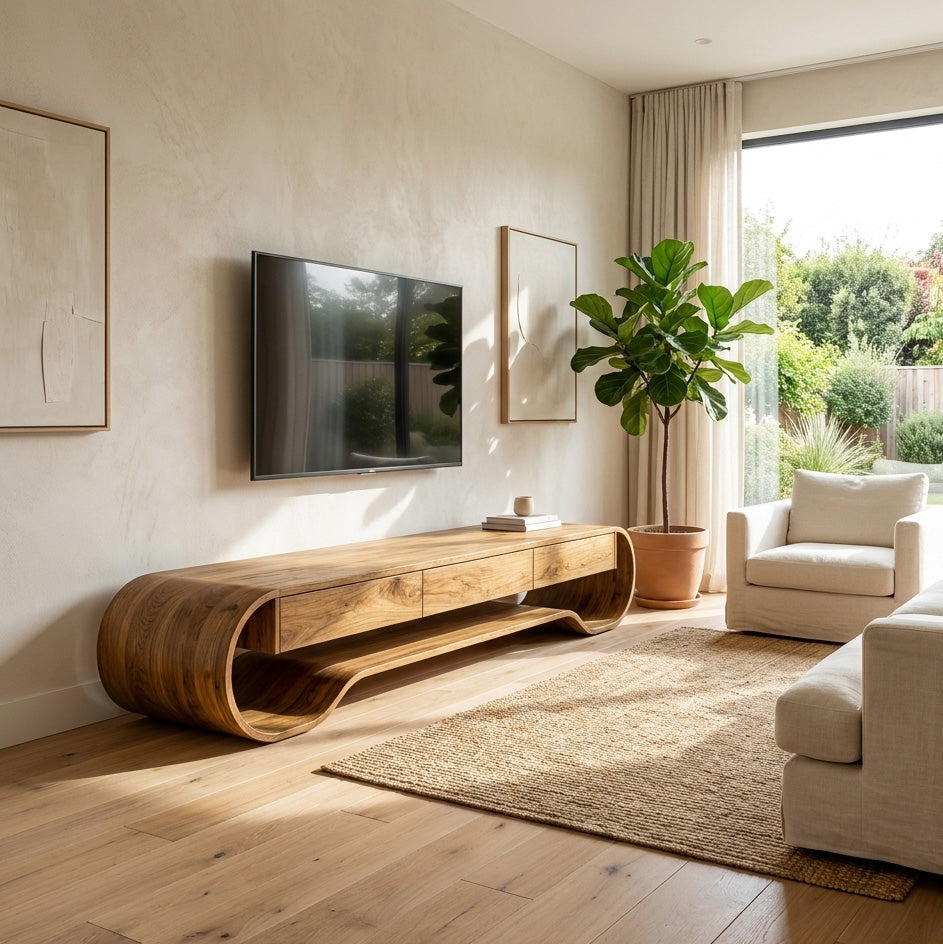 Curved Storage TV Cabinet
